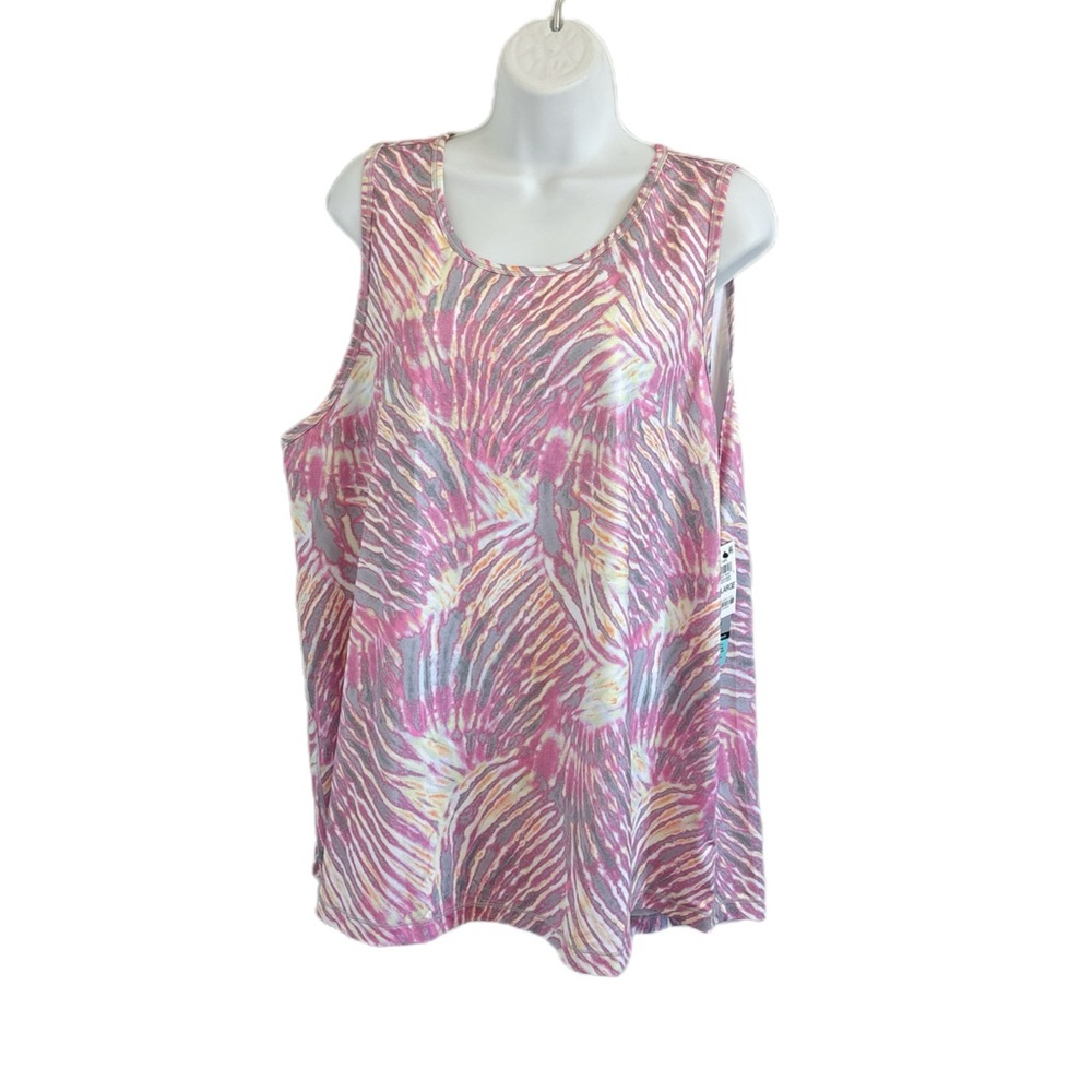 Ideology Women's Athletic Sleeveless Top Tropical Pink Yellow Gray Plus Size XXL